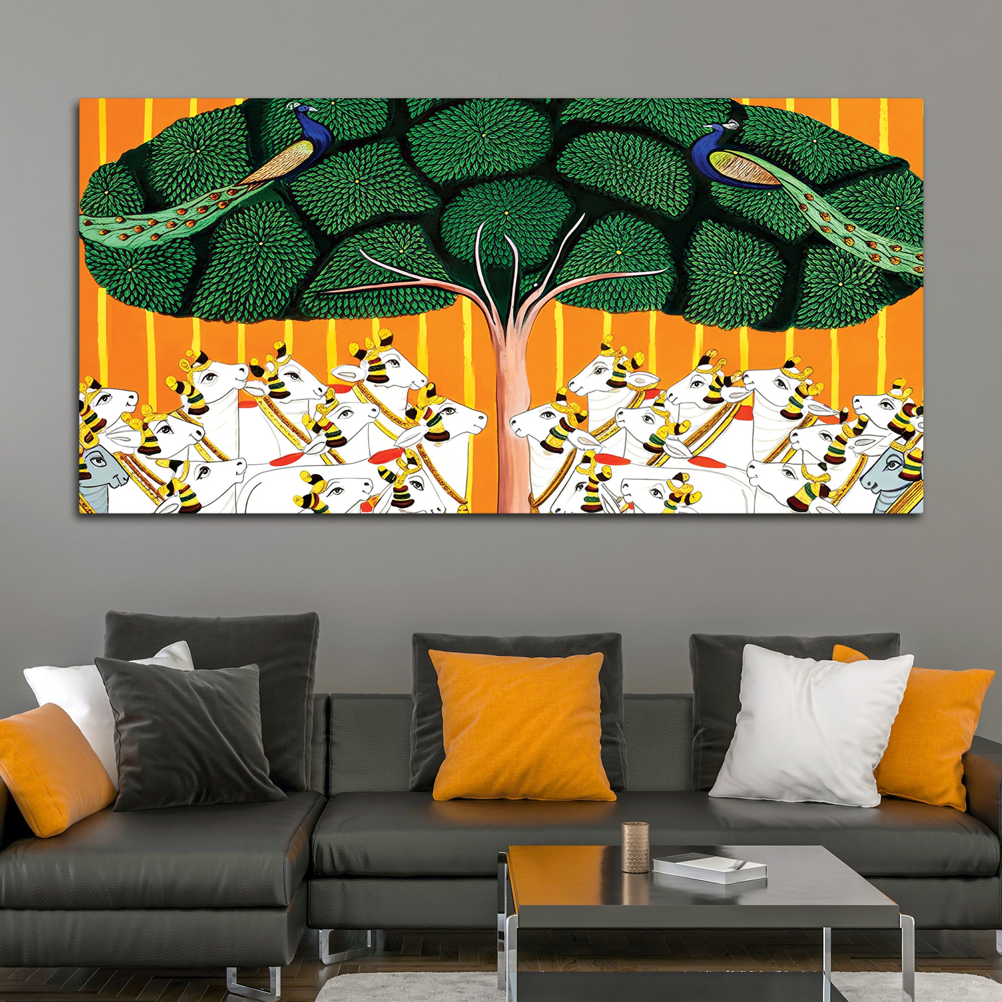 Sacred Cow Pichwai Art Canvas Wall Painting