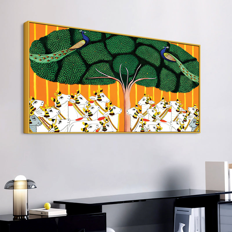Sacred Cow Pichwai Art Canvas Wall Painting