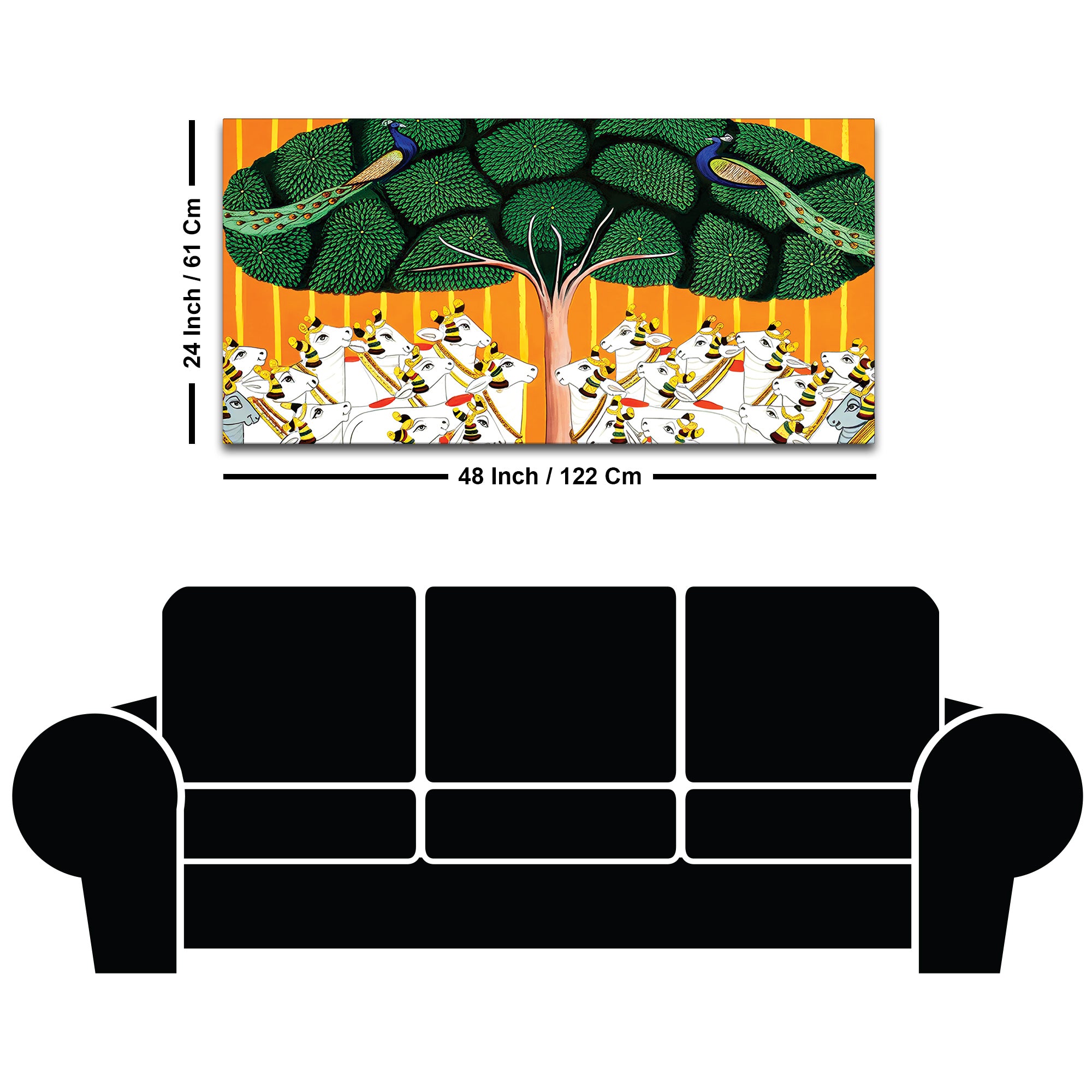 Sacred Cow Pichwai Art Canvas Wall Painting