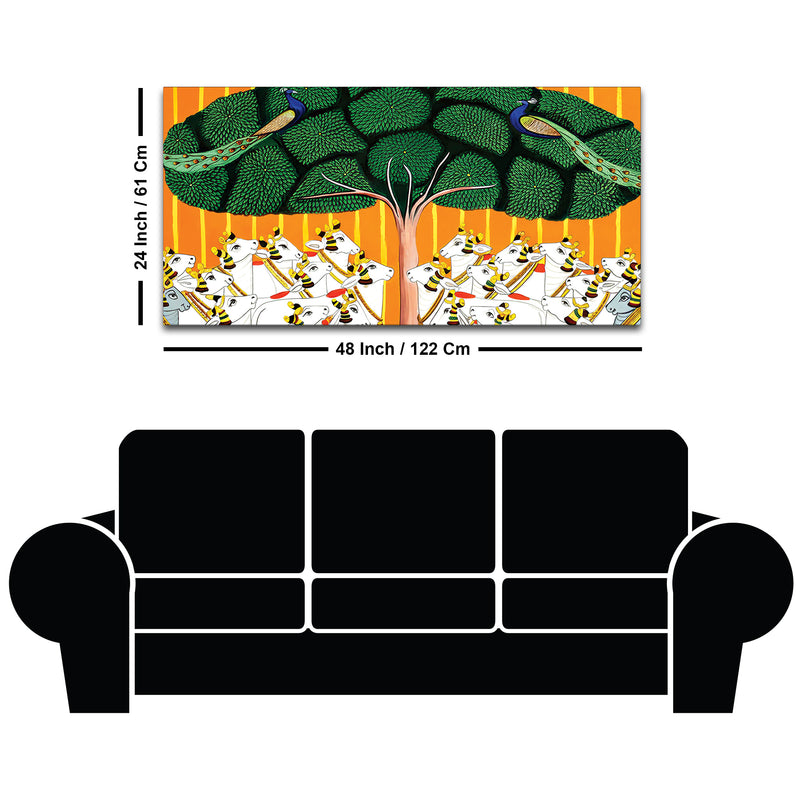 Sacred Cow Pichwai Art Canvas Wall Painting