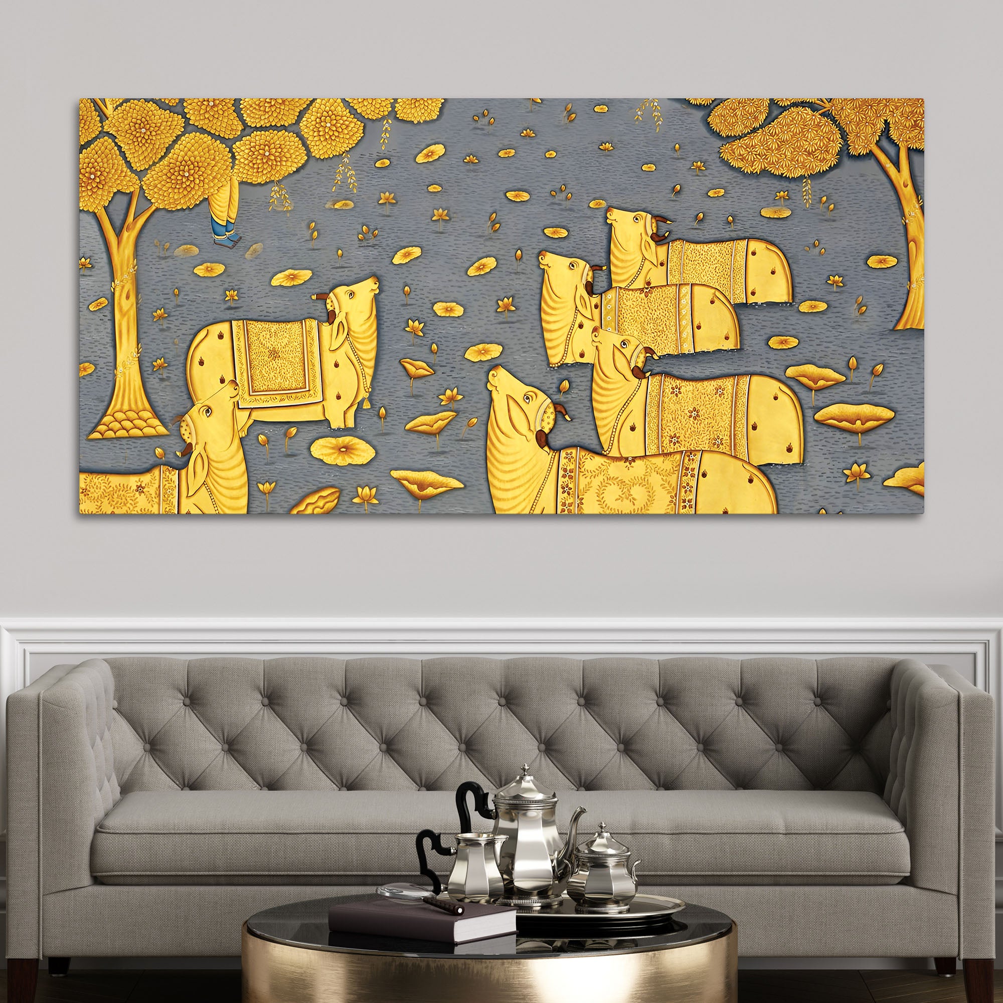 Sacred Cow Pichwai Art Religious Wall Painting