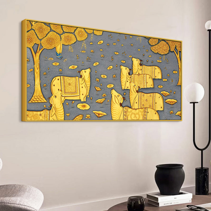 Sacred Cow Pichwai Art Religious Wall Painting