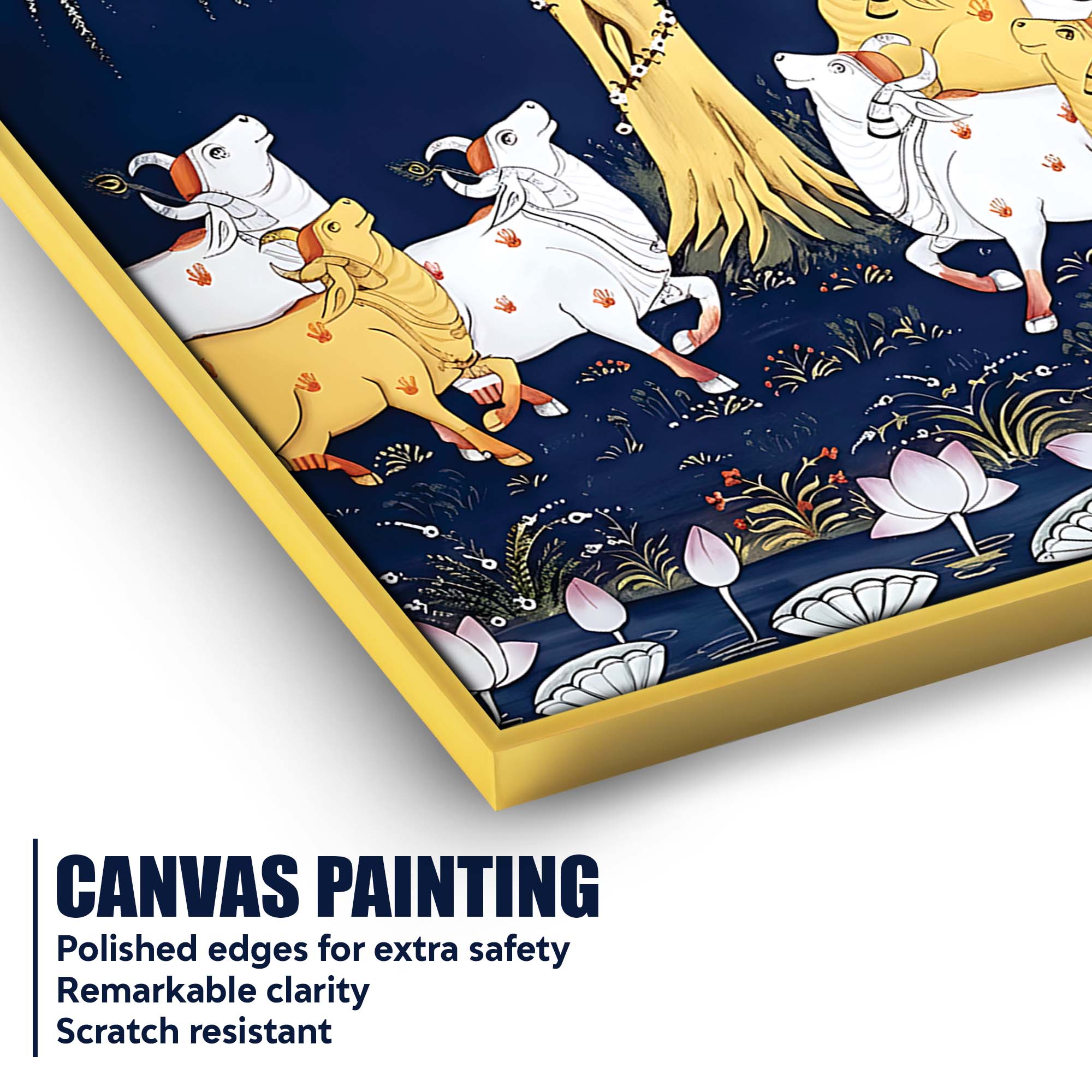 Sacred Cow Pichwai Canvas Painting | Traditional Indian Wall Decor