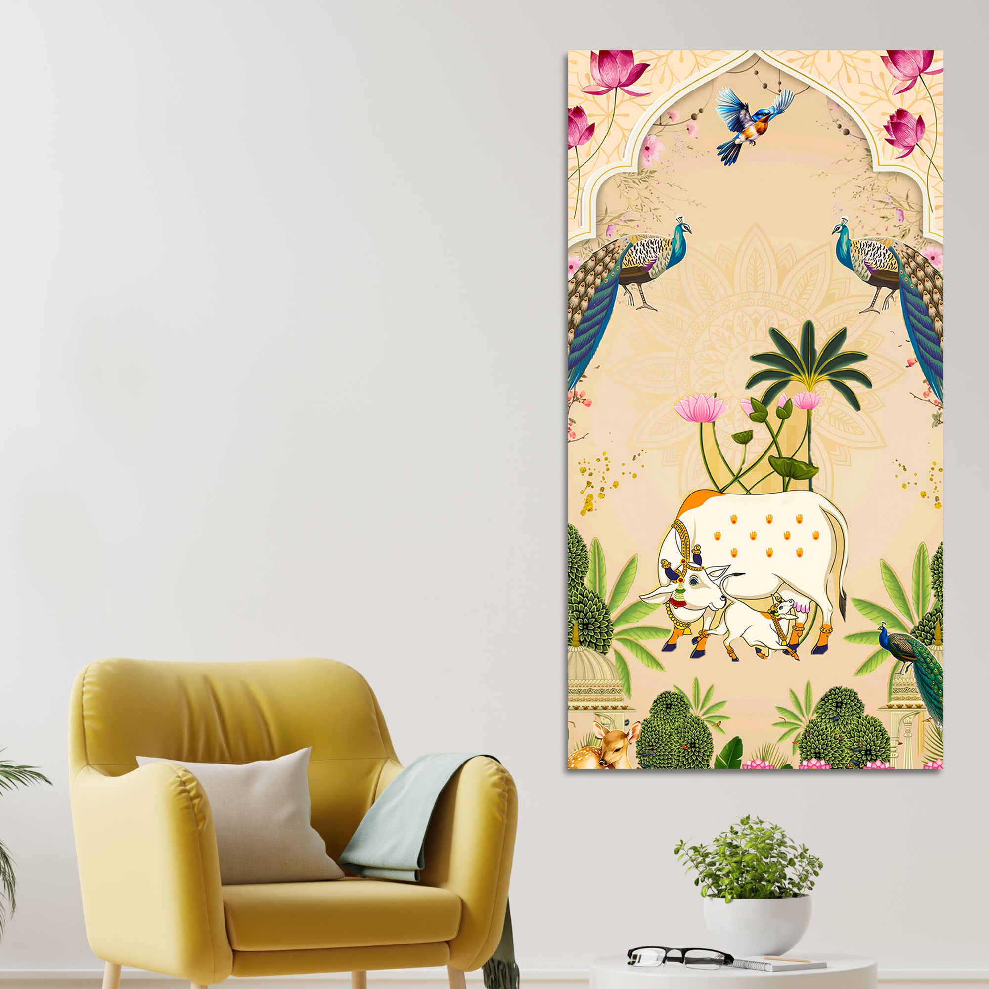 Sacred Cow Pichwai Canvas Wall Painting | Living Room Wall Decor
