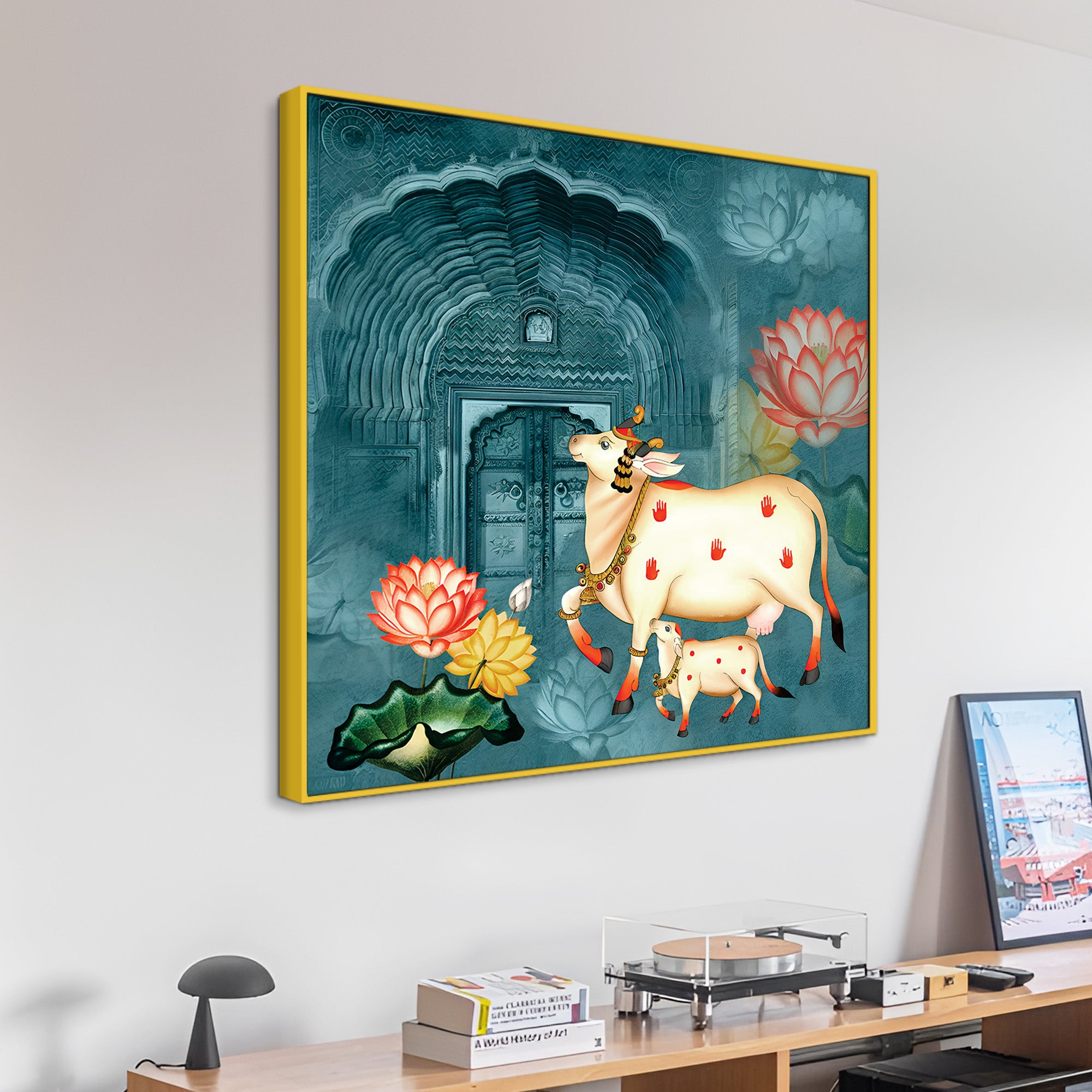 Sacred Cow Pichwai Painting | Traditional Indian Spiritual Home Décor