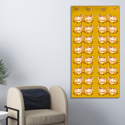 Sacred Cow Pichwai Style Canvas Painting | Nathdwara Inspired Wall Décor Art
