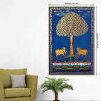 Sacred Cows Under The Tree of Life Pichwai Canvas Wall Painting