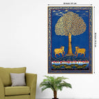 Sacred Cows Under The Tree of Life Pichwai Canvas Wall Painting