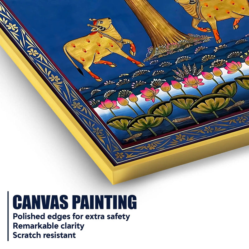 Sacred Cows Under The Tree of Life Pichwai Canvas Wall Painting