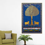 Sacred Cows Under The Tree of Life Pichwai Canvas Wall Painting
