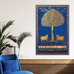 Sacred Cows Under The Tree of Life Pichwai Canvas Wall Painting