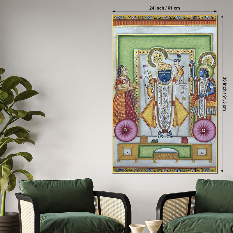 Sacred Darbar of Divine Majesty Shrinath Ji Pichwai Canvas Wall Painting