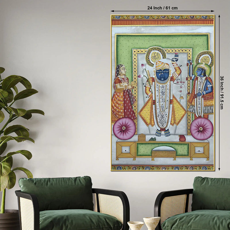 Sacred Darbar of Divine Majesty Shrinath Ji Pichwai Canvas Wall Painting