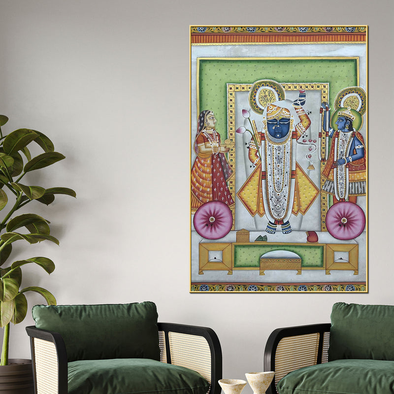 Sacred Darbar of Divine Majesty Shrinath Ji Pichwai Canvas Wall Painting