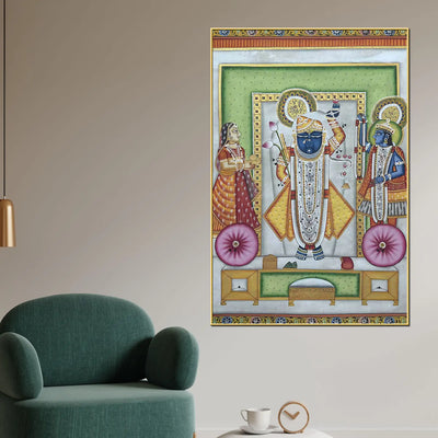 Sacred Darbar of Divine Majesty Shrinath Ji Pichwai Canvas Wall Painting