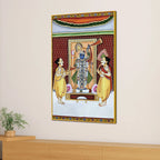 Sacred Darshan of Shrinathji with Devotees Traditional Canvas Wall Painting