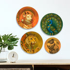 Sacred Divine Vahanas Animals Premium Wall Plates Painting Set of Four
