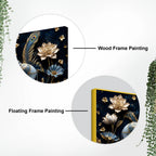 Sacred Elephant Duo with Golden Lotus & Peacock Feathers 3D Canvas Wall Painting