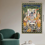 Sacred Evening Aarti of Shrinathji in Temple Spiritual Canvas Wall Painting
