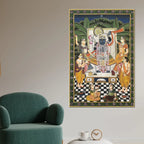 Sacred Evening Aarti of Shrinathji in Temple Spiritual Canvas Wall Painting