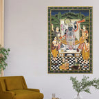 Sacred Evening Aarti of Shrinathji in Temple Spiritual Canvas Wall Painting