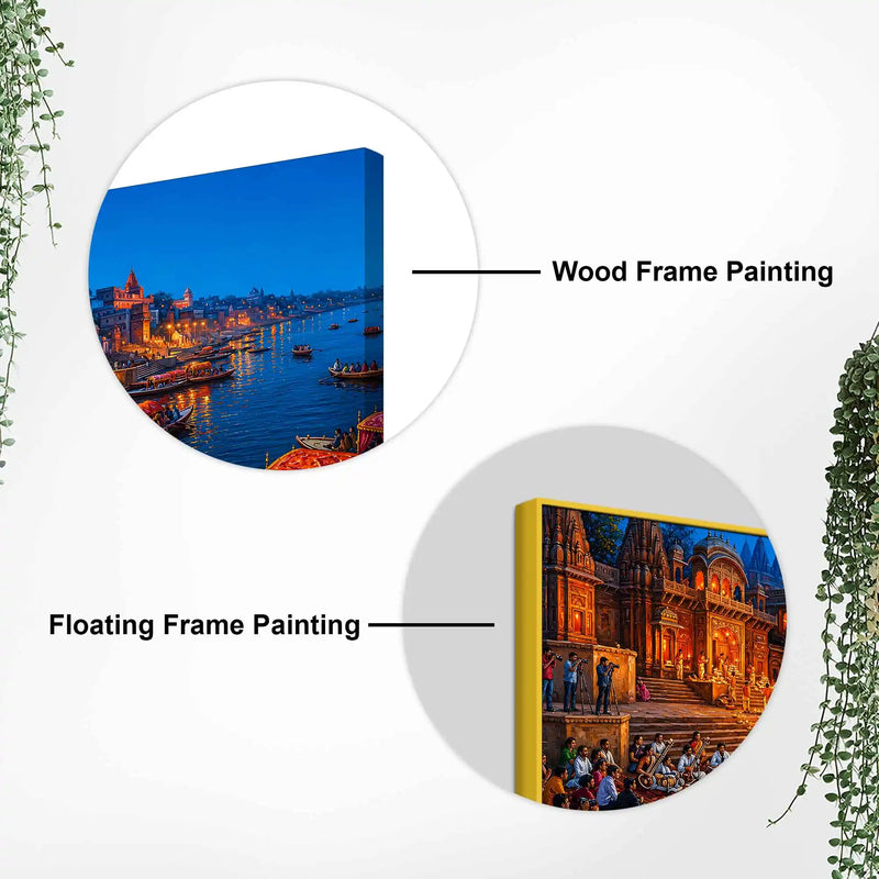 Sacred Evening at Kashi Ghats Canvas Wall Painting
