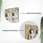 Sacred Five Buddhas with Devotee 3D Canvas Wall Painting