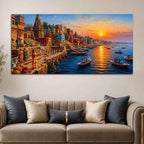 Sacred Ganga Ghats Canvas Wall Art Painting for Home Decoration