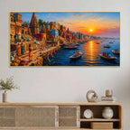 Sacred Ganga Ghats Canvas Wall Art Painting for Home Decoration
