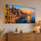 Sacred Ganga Ghats Canvas Wall Art Painting for Home Decoration