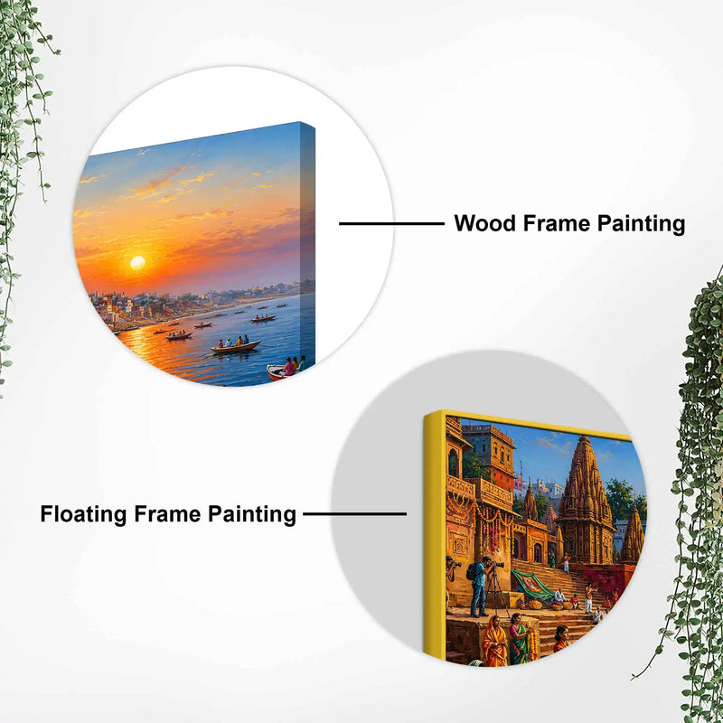 Sacred Ganga Ghats Canvas Wall Art Painting for Home Decoration