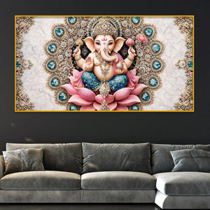 Sacred Ganpati Bappa Devotional Crystal Glass Painting for Home & Office