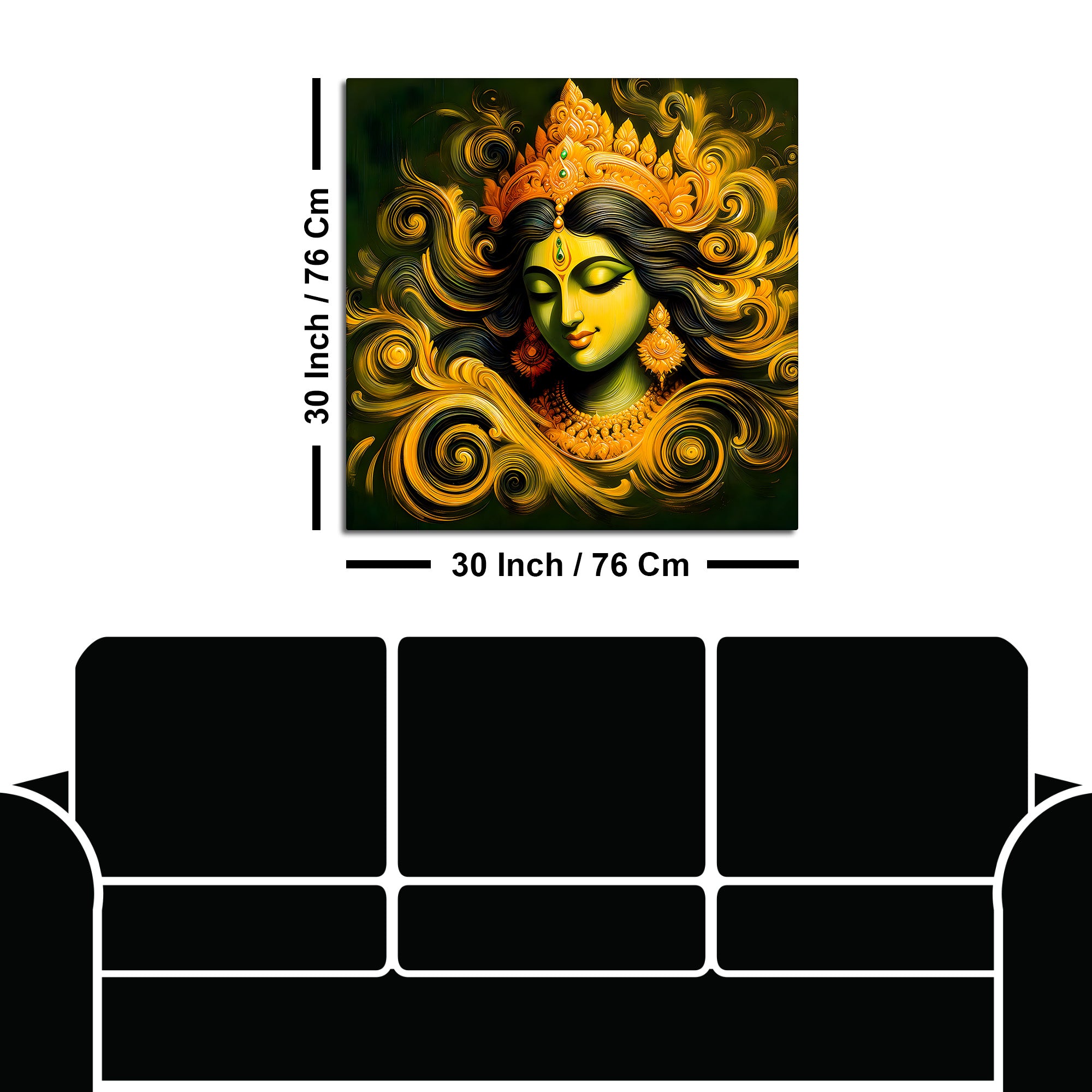 Sacred Goddess Green Abstract Canvas Wall Painting