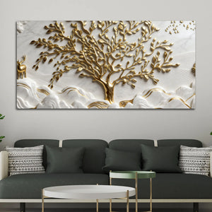 Sacred Golden Tree of Life 3D Canvas Wall Painting