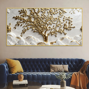 Sacred Golden Tree of Life 3D Canvas Wall Painting