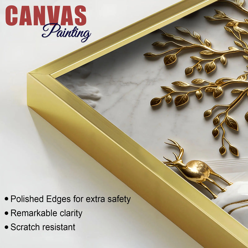 Sacred Golden Tree of Life 3D Canvas Wall Painting