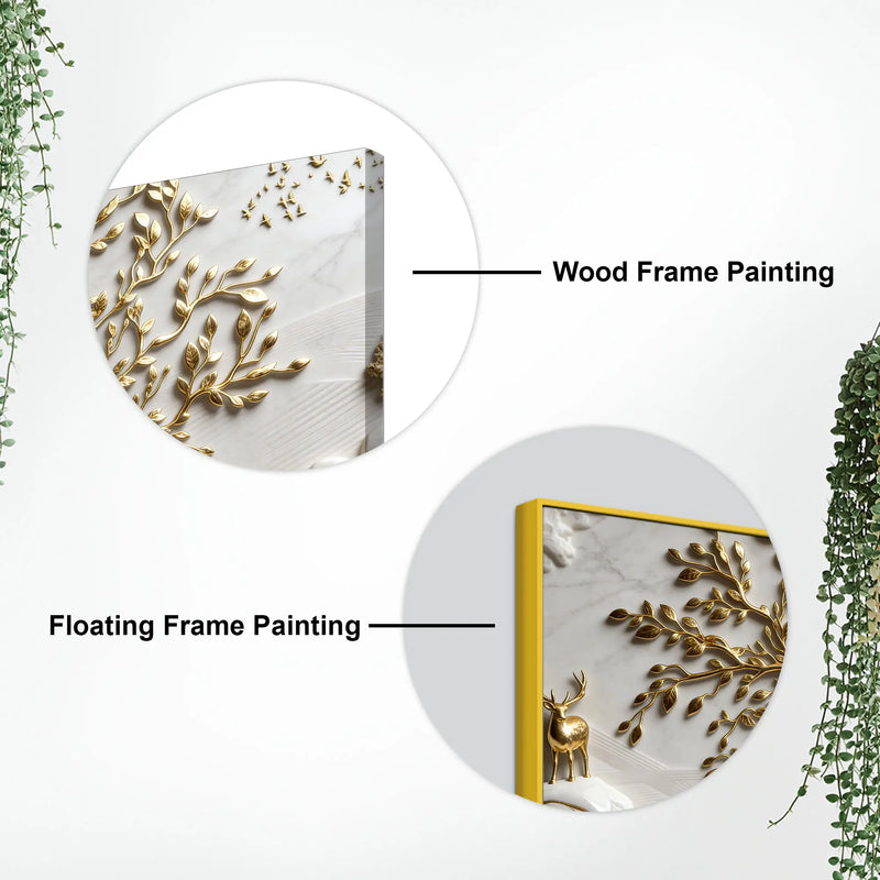 Sacred Golden Tree of Life 3D Canvas Wall Painting