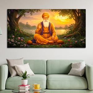 Sacred Guru Nanak Dev Ji Devotional Canvas Art for Home Temple