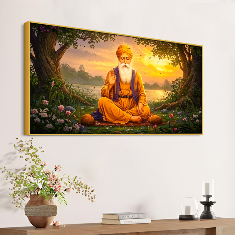 Sacred Guru Nanak Dev Ji Devotional Canvas Art for Home Temple