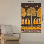 Sacred Harmony of Gopis and Cows Vintage Pichwai Canvas Wall Art Painting