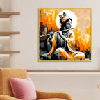 Sacred Hindu God Lord Shri Krishna Premium Abstract Canvas Wall Painting for Home & Offices