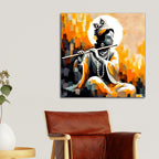 Sacred Hindu God Lord Shri Krishna Premium Abstract Canvas Wall Painting for Home & Offices
