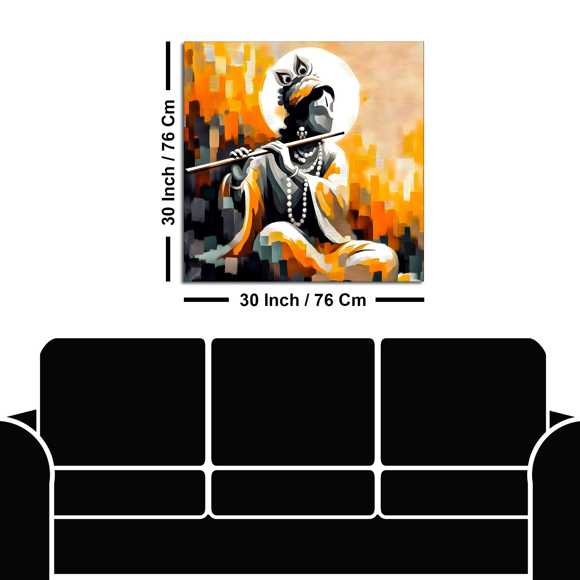 Sacred Hindu God Lord Shri Krishna Premium Abstract Canvas Wall Painting for Home & Offices