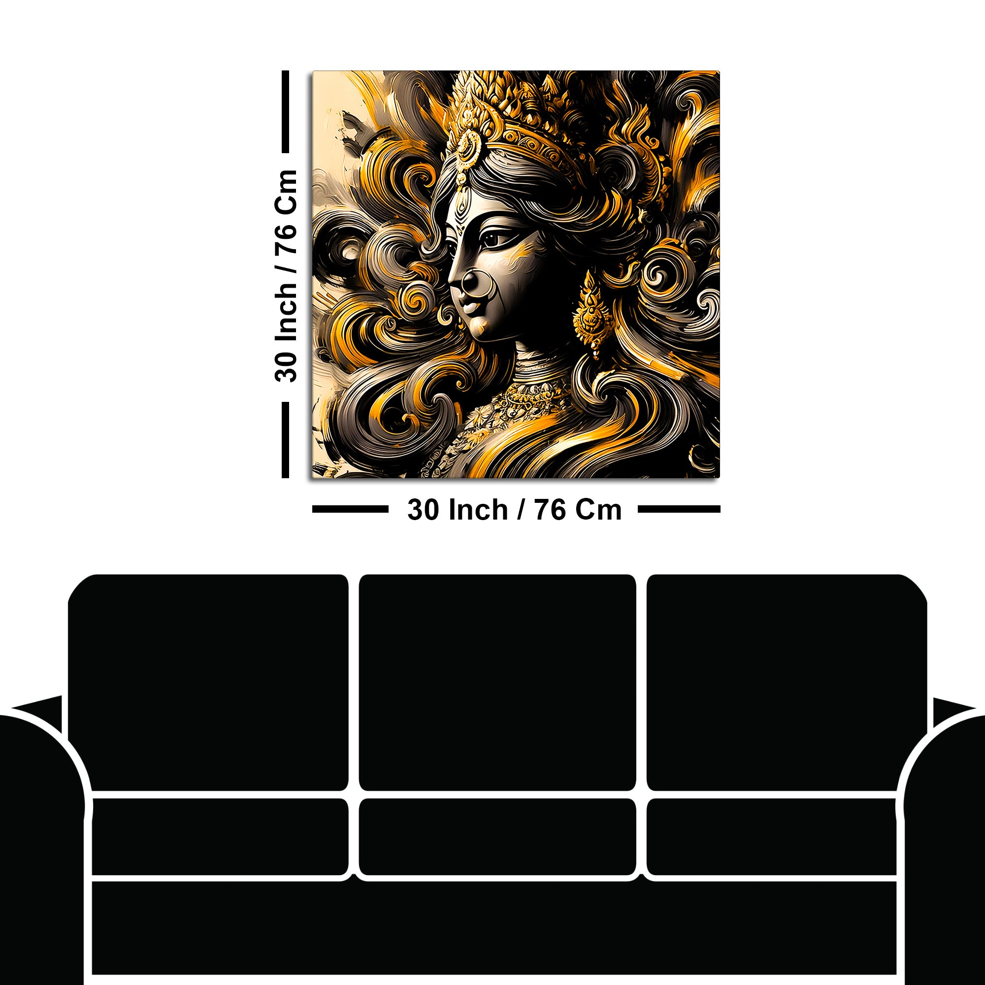 Sacred Indian Goddess Monochrome Art Wall Painting