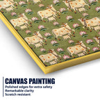 Sacred Kamdhenu Cow Pichwai Style Canvas Wall Painting for Home Decor