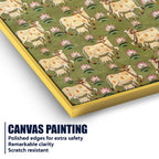 Sacred Kamdhenu Cow Pichwai Style Canvas Wall Painting for Home Decor