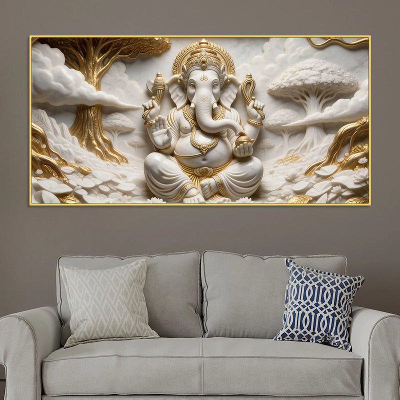Sacred Lord Ganesha 3D Canvas Wall Painting