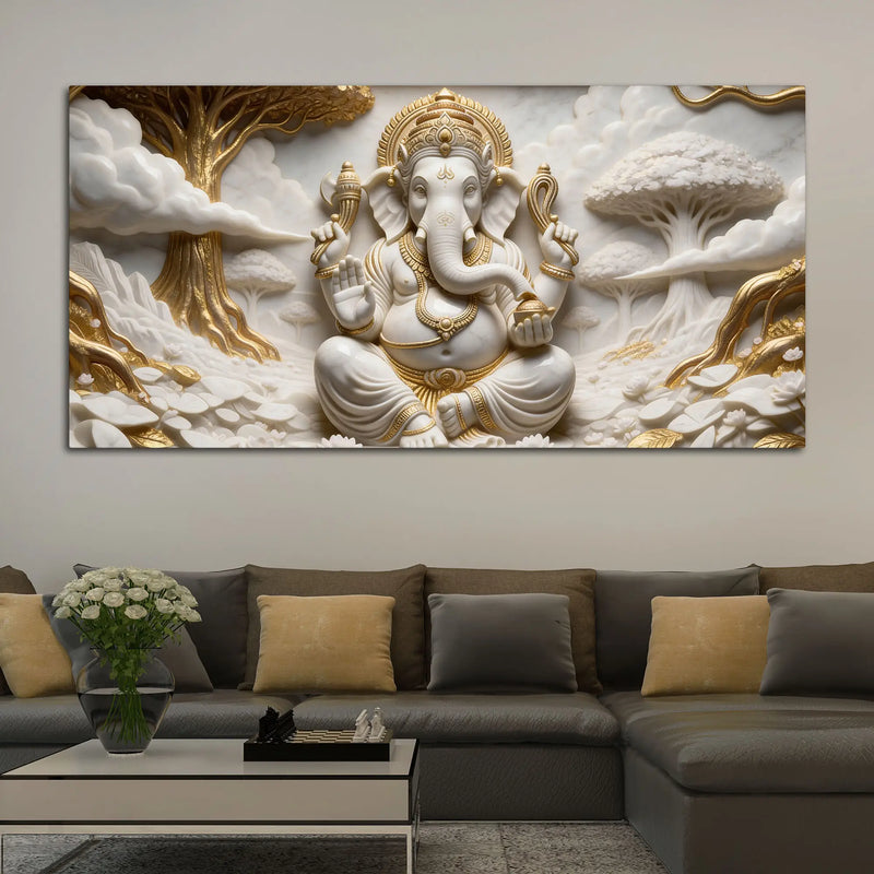 Sacred Lord Ganesha 3D Canvas Wall Painting
