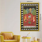 Sacred Lord Krishna Dancing with Gopis Hindu Devotional Canvas Wall Painting