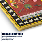 Sacred Lord Krishna Dancing with Gopis Hindu Devotional Canvas Wall Painting